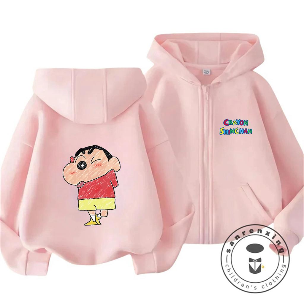 Trendy Zipper Hoodie New Design Hot Cartoon Autumn Winter Kids Wear Crayon Shin Chan Boys Girls 3 14