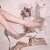 2026 Spring and Autumn Single Shoes Women's Fashion Glitter Pointed Shallow Mouth Thin Heel Sexy 8cm High Heels Size 35-45
