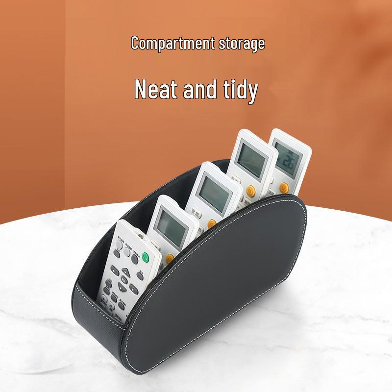 Multi-Functional Leather Storage Box for Remotes, Stationery, and Makeup Brushes