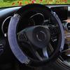 Universal 37-38cm Diameter Soft Plush Rhinestone Car Steering Wheel Cover Interior Accessories Black Pink Car Steering Cover
