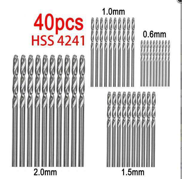 40-teiliges HSS-Spiralbohrer-Set, 1,0-3,0 mm, Zylinderschaft