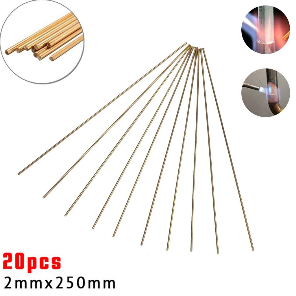 20Pcs Brass Welding Rod 2mmx250mm Low Temperature Phosphorus Copper Electrode Welding Wire Soldering Rod No-Need Solder Powder