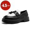 4.5 Cm Height Increase Men's Thick Soled Fringed Black/white Loafers Spring British Style Man Comfortable Business Leather Shoes