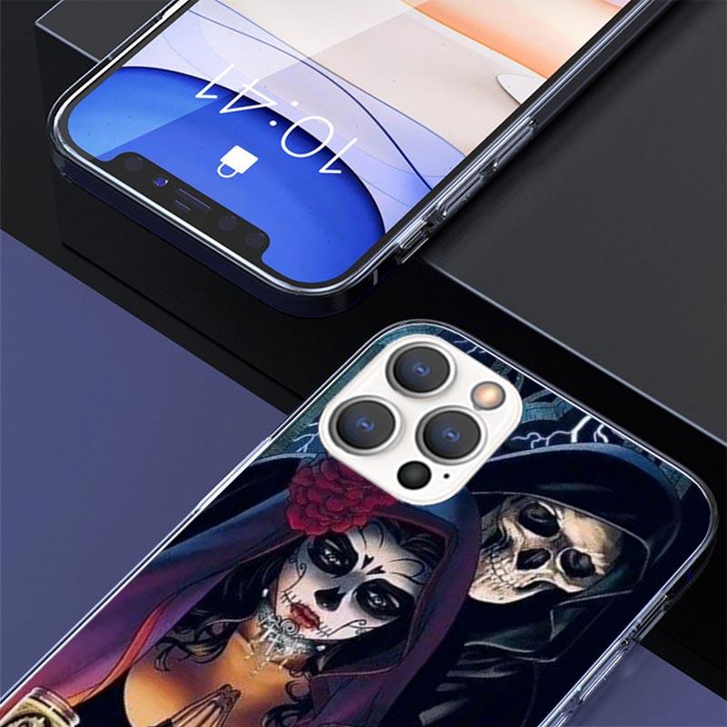 Catrina Beautiful Rose Girl Skull Case Phone Cover for Apple iphone 16 15 14 13 12 Mini 11 Pro Max 16E X XS XR 7 Plus 8 + SE 202