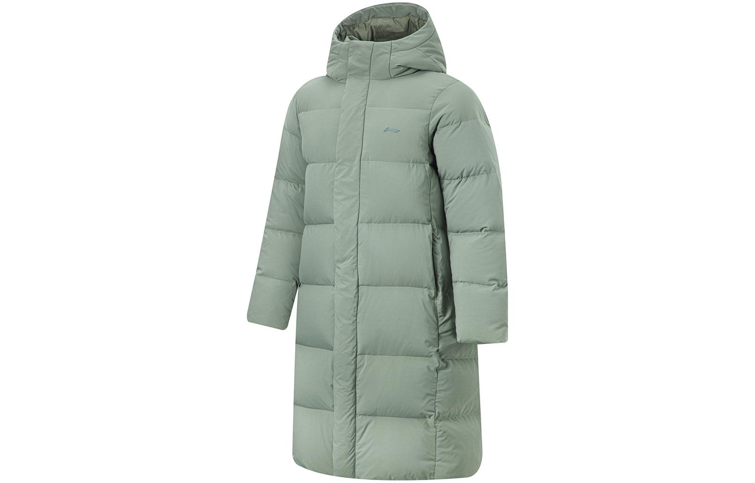 Li Ning Fitness Series Down Jackets Men s Gray Green Hooded Moderate Other AYMT107-3 L