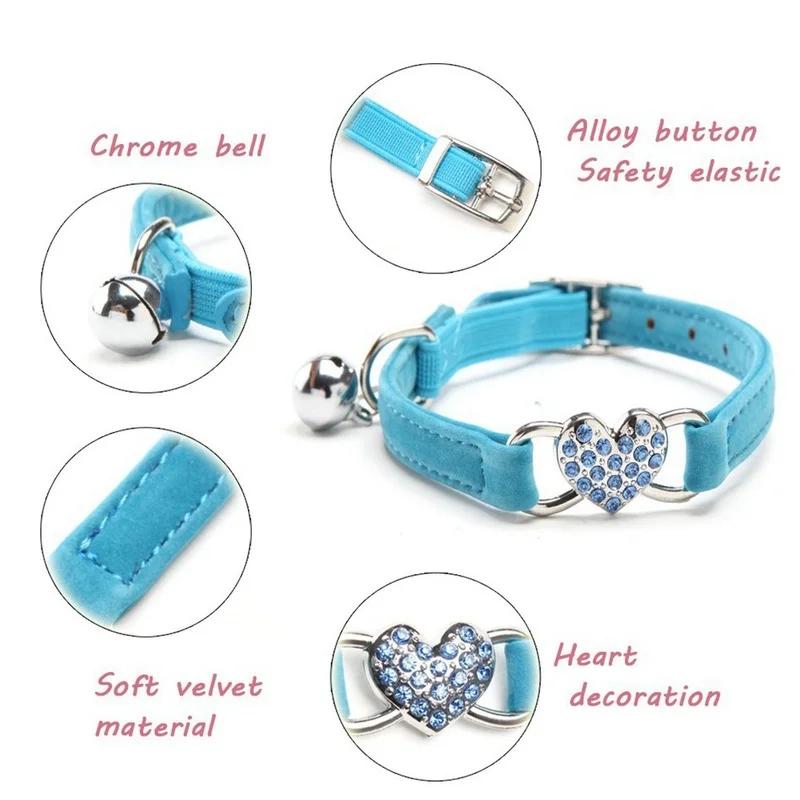 Pet Collar Love Colored Diamond Bell Available In Multiple Colors Cat Dog Convenient Practical Durable Pet Supplies