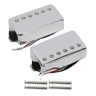 FLEOR Humbucker Tonabnehmer Keramik Gitarrenhals + Steg Tonabnehmer Set Chrom Passend für Les Paul Stil Elektrische Gitarre