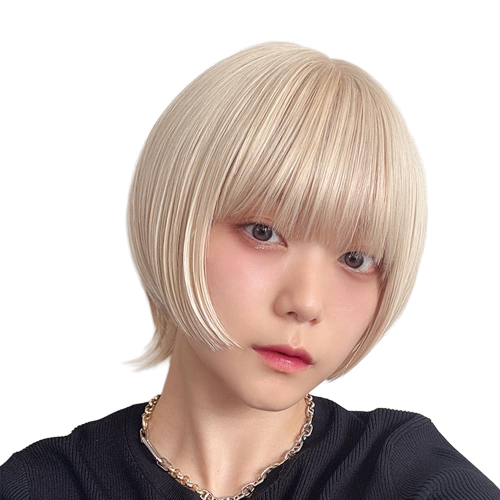 AQUADOLL Short Princess Cut Wolf Wig, Available In Blonde, Black, Brown, and High Tone, Free Size, NC3. Milky Vanilla (wg370NC3)