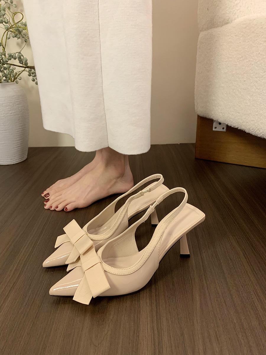 

Нишевые туфли-лодочки на высоком тонком каблуке, сандалии с закрытым носком, женская обувь 2025 весна-лето, темпераментные остроносые черные туфли 40