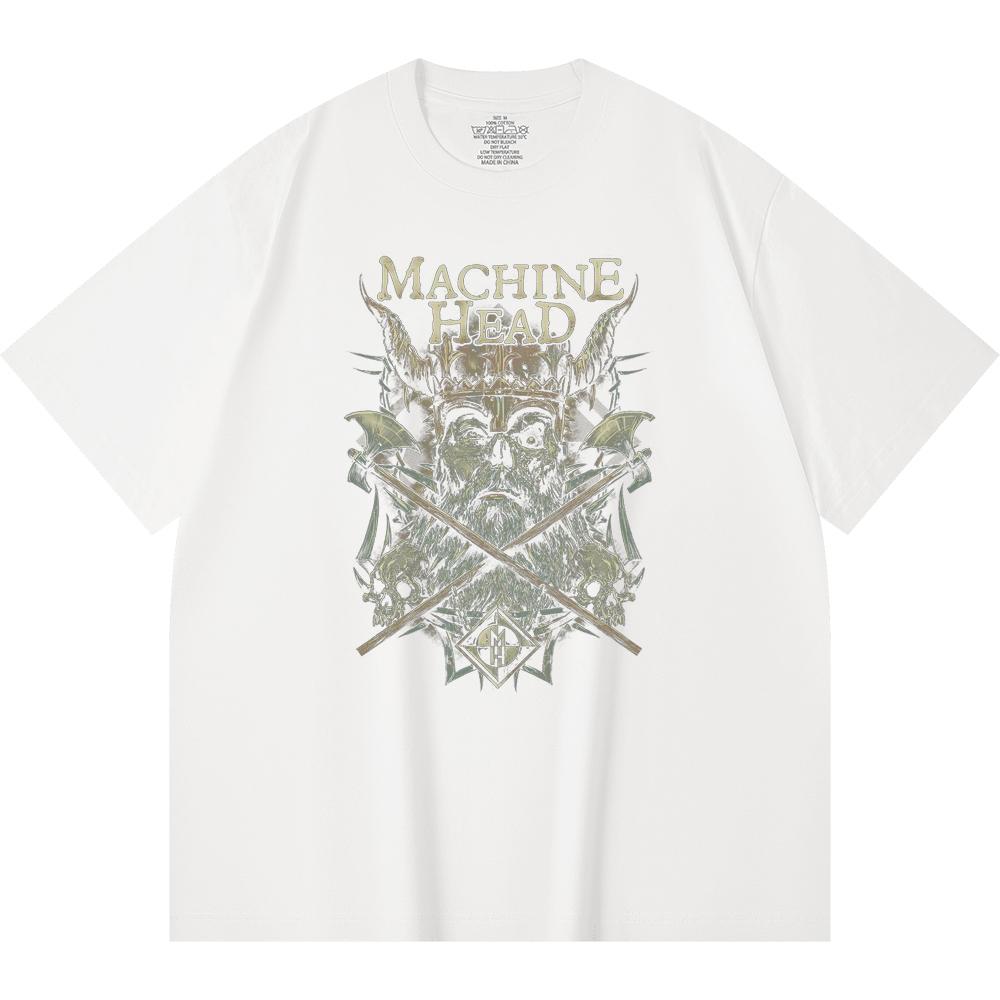 230 g/m² 100% katoenen heavy metal T-shirt met rockband- en popmuziekprint, unisex T-shirt van zwaar katoen.