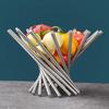 Fruit Basket for Kitchen Counter Stainless Steel Fruit Bowl Folded Rotation Fruit Stand Holder for Home Decor