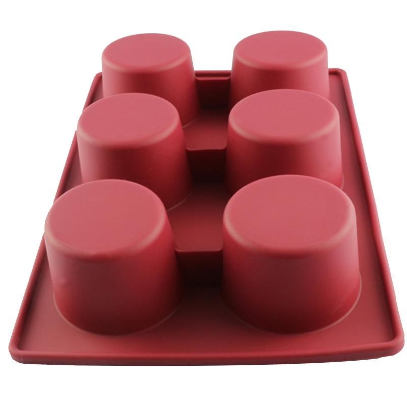 6 Holes DIY Silicone Molds Round Shape Cupcake Baking Pans Baking Accessories Non-stick for Chocolate Cake Jelly Pudding