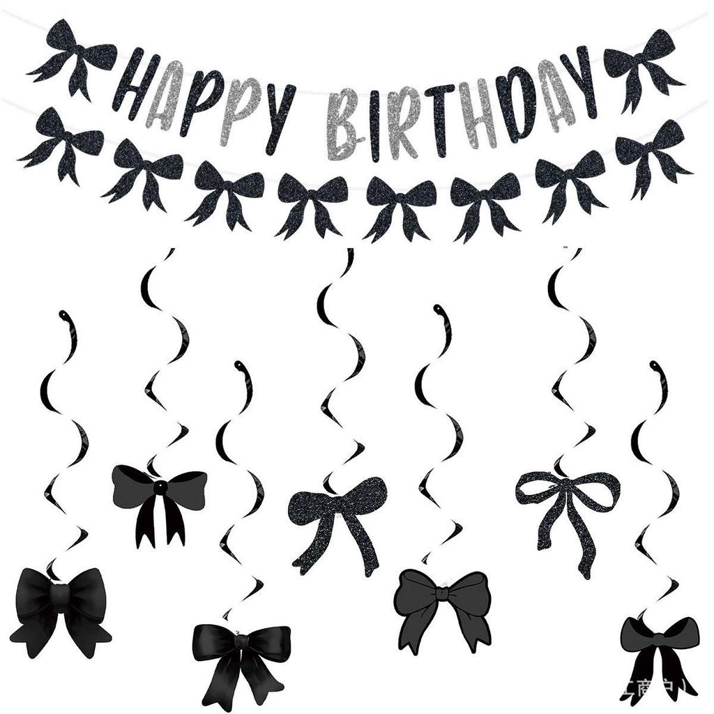 Roze Strik Verjaardag Feest Decoraties Set: Banner & Slingers