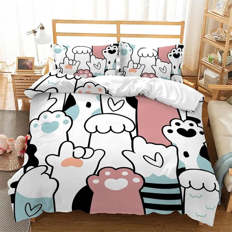 3D Cartoon Pigs Cats Bedding Set Cute Animals Duvet Cover Double Queen King Twin Full Size Kids Girls Polyester Duvet Cover Set
