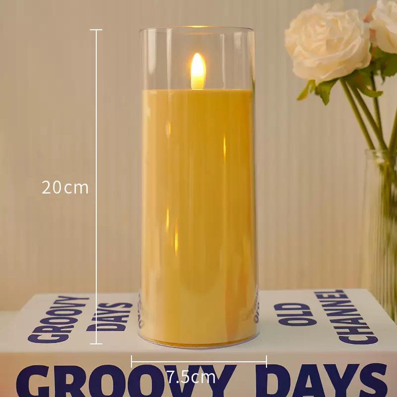 LED Simulierte Kerze mit Acrylglasbecher für Weihnachts-, Geburtstags-, Hochzeits-Atmosphärendekoration