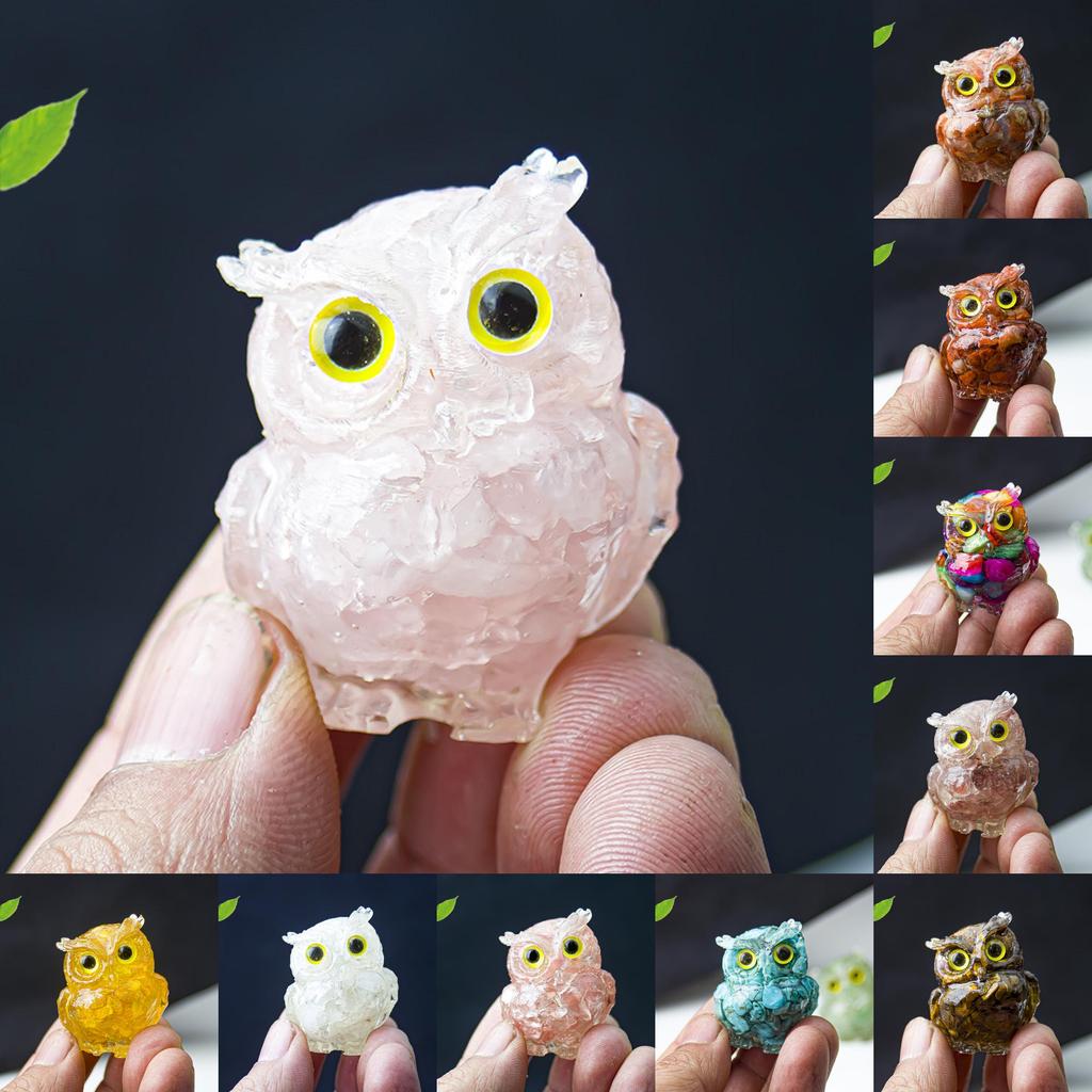 Uil Hars Kristal Beeldje Met Natuurlijke Watersteen Voor Huisdecoratie En Cadeau Geven