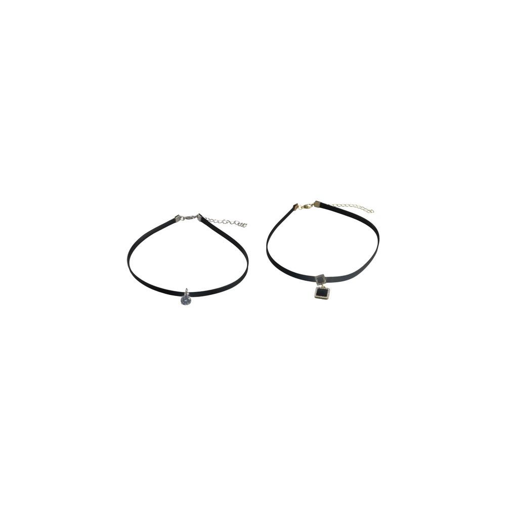 Charm PU Collar Punk Necklace Women Choker Glitter Zircon Necklace Korean Style Jewelry