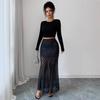 Women's Sequin Dot Sheer Mermaid Skirt Black