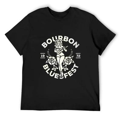 Bourbon Blues Fest 1972 T-Shirt Affliction Shirts Anime Stuff Summer 2025 Boys Whites Fitted T Shirts for Men