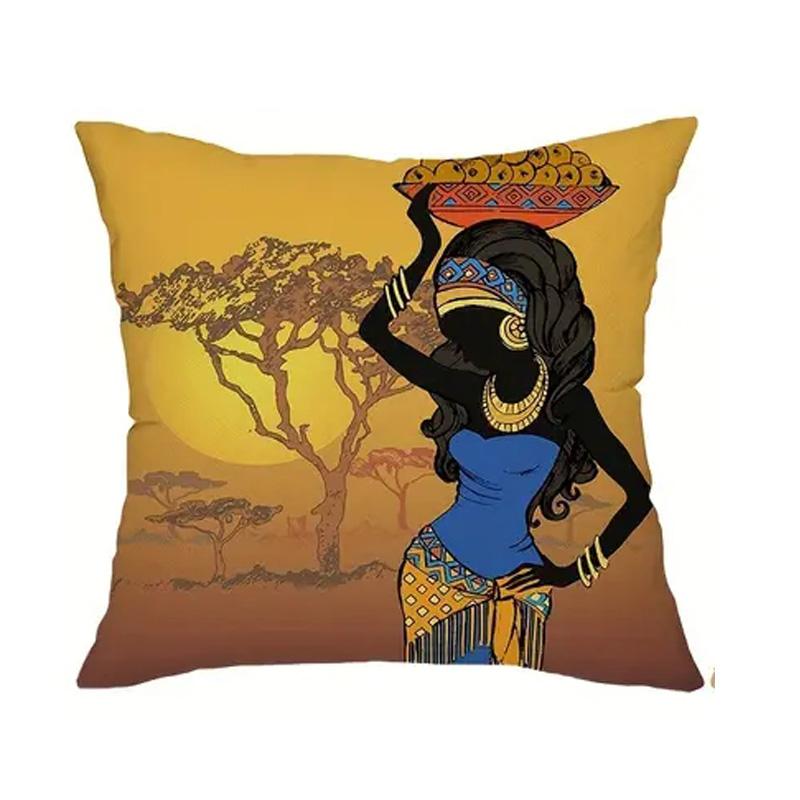 1Pc Throw Pillow Cover Indoor Outdoorwashable Traditional African Style Pillowcase, Home Decor,Bed Sofa Chair Cushion Covers