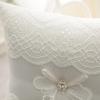 Délicat Cérémonie de Mariage Fête Perles Dentelles Anneaux Oreillers Coussins Porteurs pour Fiançailles Demande en Mariage Décoration Blanc