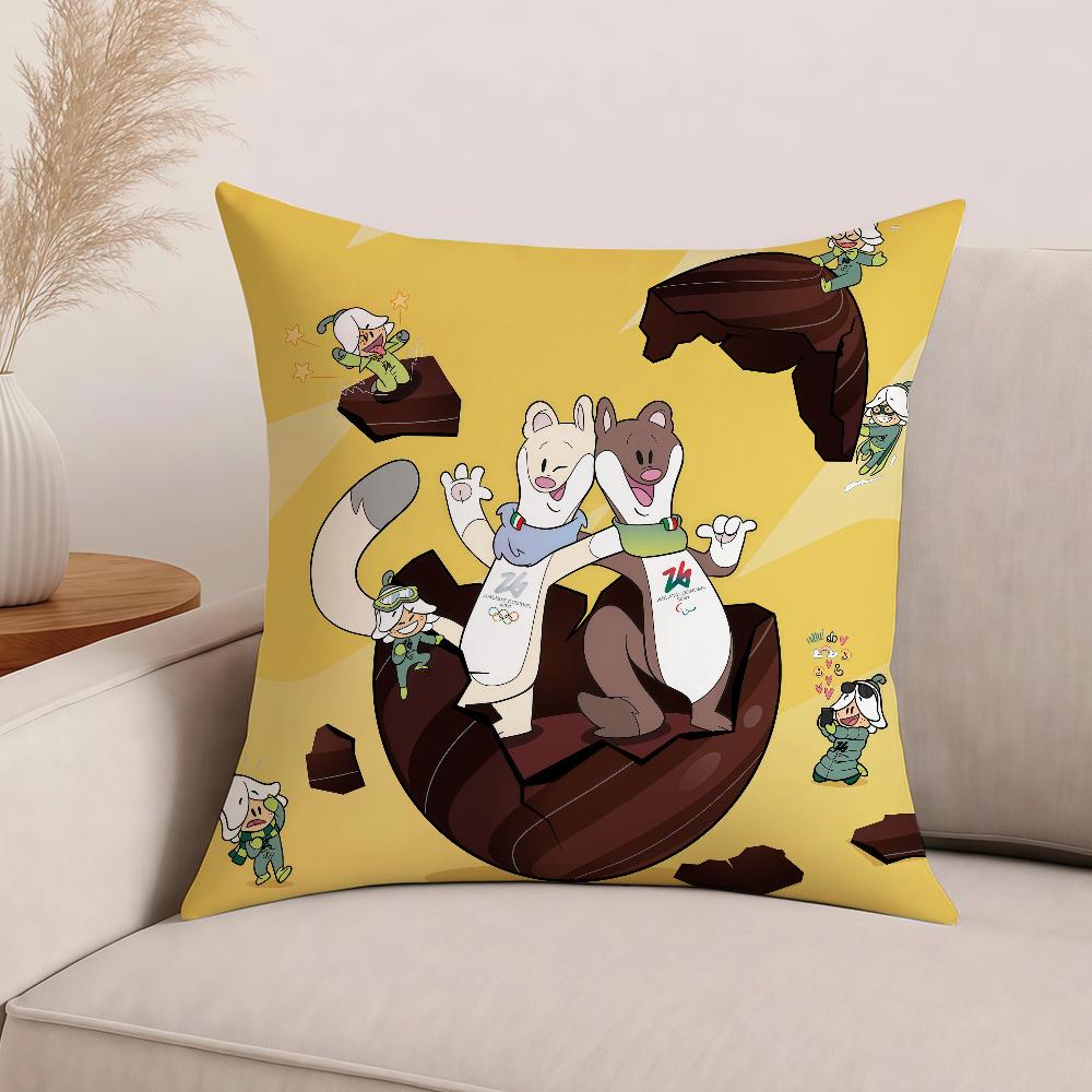 Mascot T-Tina And M-Milo Pillow Case Office Cushions Suitable For Sofa Car Bedroom Decorative Cushion Cover