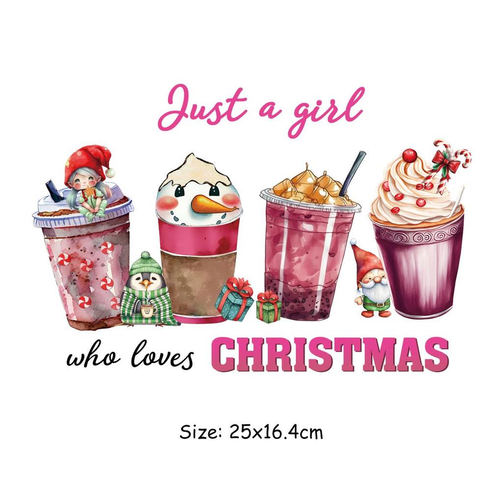 2023 Christmas Patch For Clothes Barbie Pink Clothes Stickers Diy Parches Ropa Heat Press Appliqued Iron On Heat Transfer Thermo