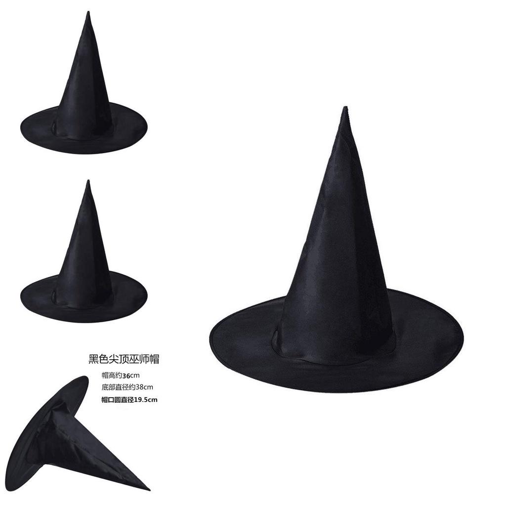 Black Oxford Cloth Wizard Hat For Halloween Costume Magical And Enchanting Witch Hat For Harry Potter Fans L)