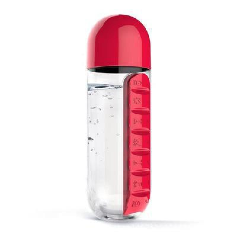 Portable Water Bottle With Built-In Pill Box For Medicines Sports Plastic Water Bottle Medicine Box Water Cup