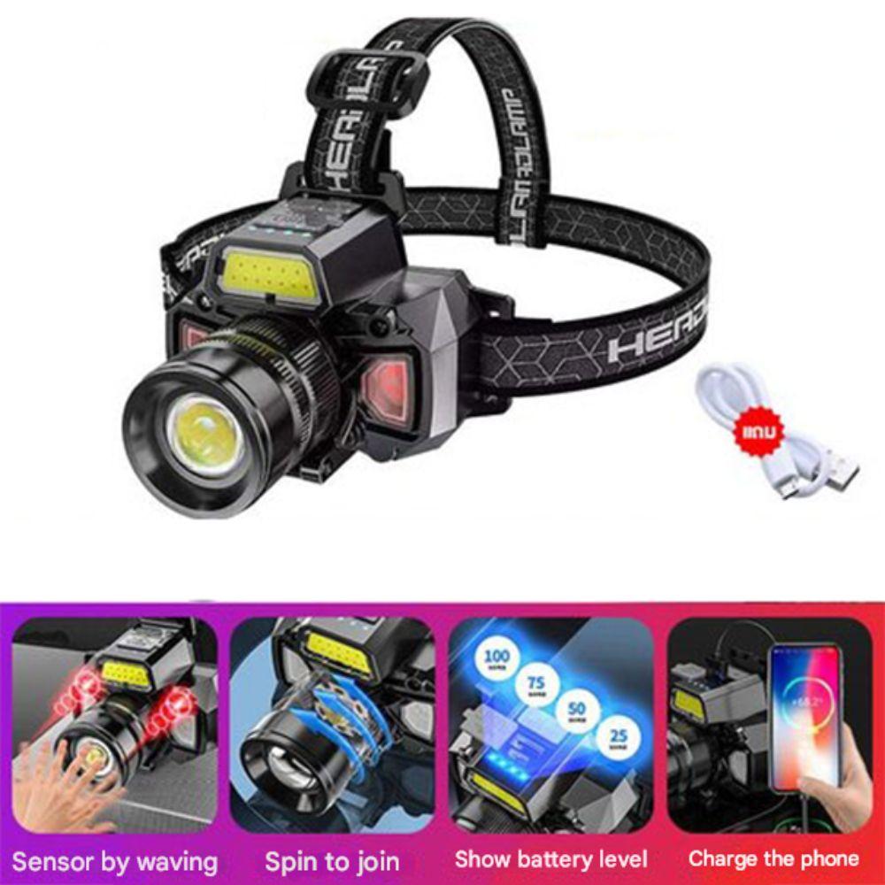 High-power Sensor Headlamp Five Lighting Modes Rechargeable LED Headlamp Waterproof Super Bright Camping Search Light Cycling