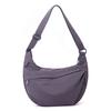 Solid Color Nylon Minimalist Crossbody Bag with Zipper Pockets and Adjustable Strap for Women