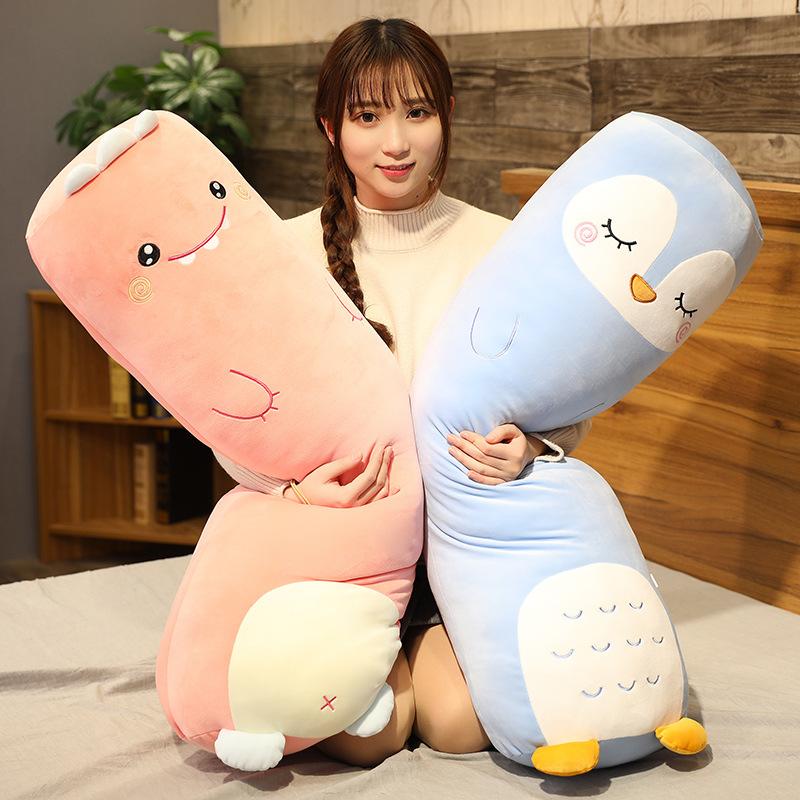 Dessin Animé Animal Dinosaure Cochon Lapin Ours Husky Canard Peluches Jouets Remplis Doux Long Oreiller de Sommeil Poupée Coussin Cadeau Filles