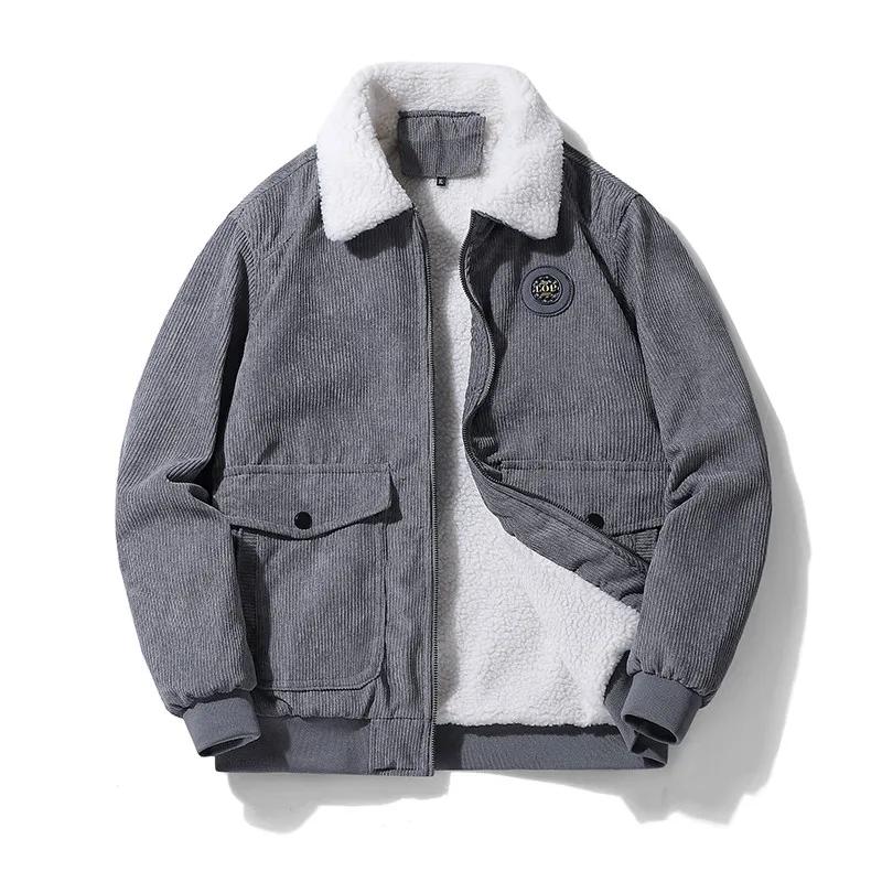 Herren Bomberjacke Hochwertige Herrenbekleidung Herren Plüsch Verdicken Daunenjacke Herren Revers Wolle Warmer Mantel Winterjacke Herren