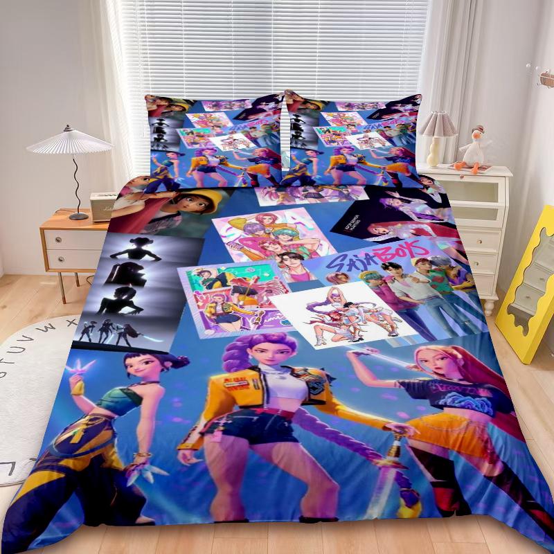 Set Copripiumino per Bambini D-Demon H-Hunters Set Biancheria da Letto K-pop Copripiumino Singolo King con Federa Regali per Bambini Decorazioni