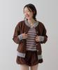 Sayu Striped Brush V-Neck Pullover Blue