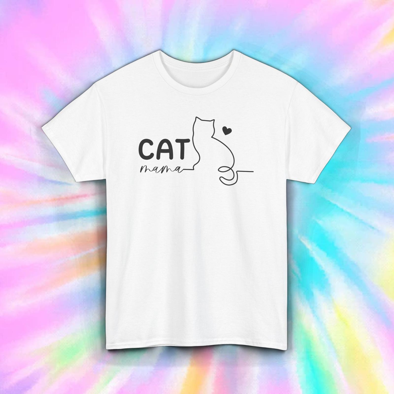 Cat Mama T-Shirt Minimalist Line Art Kitty Lover Gift Cute Cat Mom Tee S-5XL S