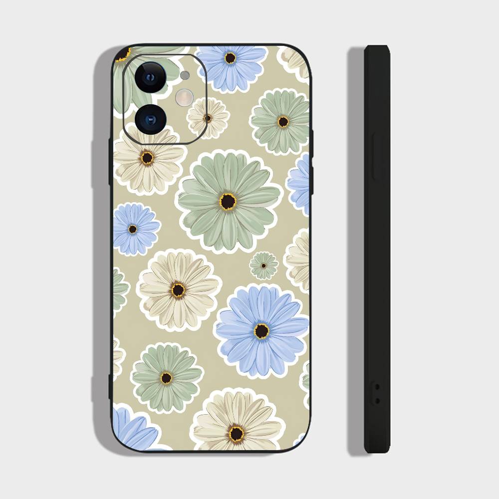 Art Flower For IPhone 13,17,11,12,16,14,15,Plus,Pro Max Soft Silicone Black Phone Case