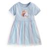 New Summer girl Princess Dress Mesh Dress Girl Short Sleeve Patchwork Veil Dress Cartoon Princess pure cotton Girl's Kids