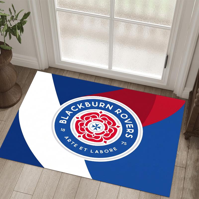 Blackburn Rovers Football Design Crystal Velvet Carpet Cozy Non?Slip Printed Rug For Bedroom Living Room Entrance