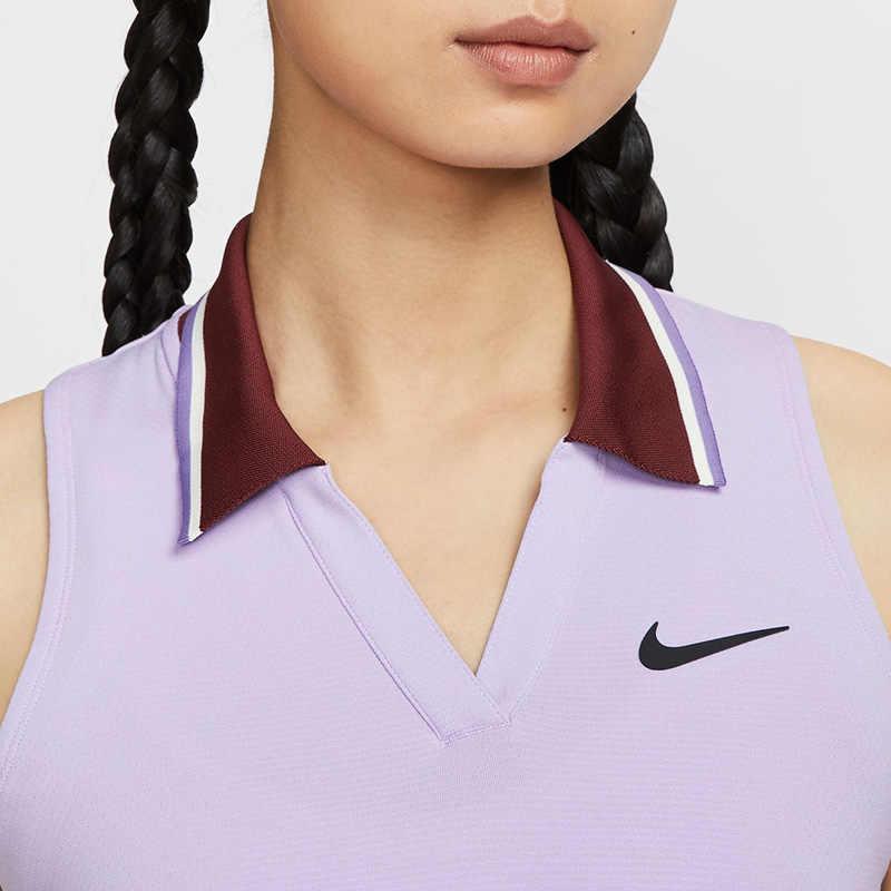 Nike Tennis Polo Comfortable Simple Sleeveless Top Women Tops Purple FZ6753-515