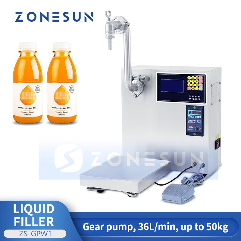 ZONESUN ZS-GPW1 High Flow Gear Pump Liquid Weighing Filling Machine Digital Control Filler for Cooking Oil Edible Oil Beverage
