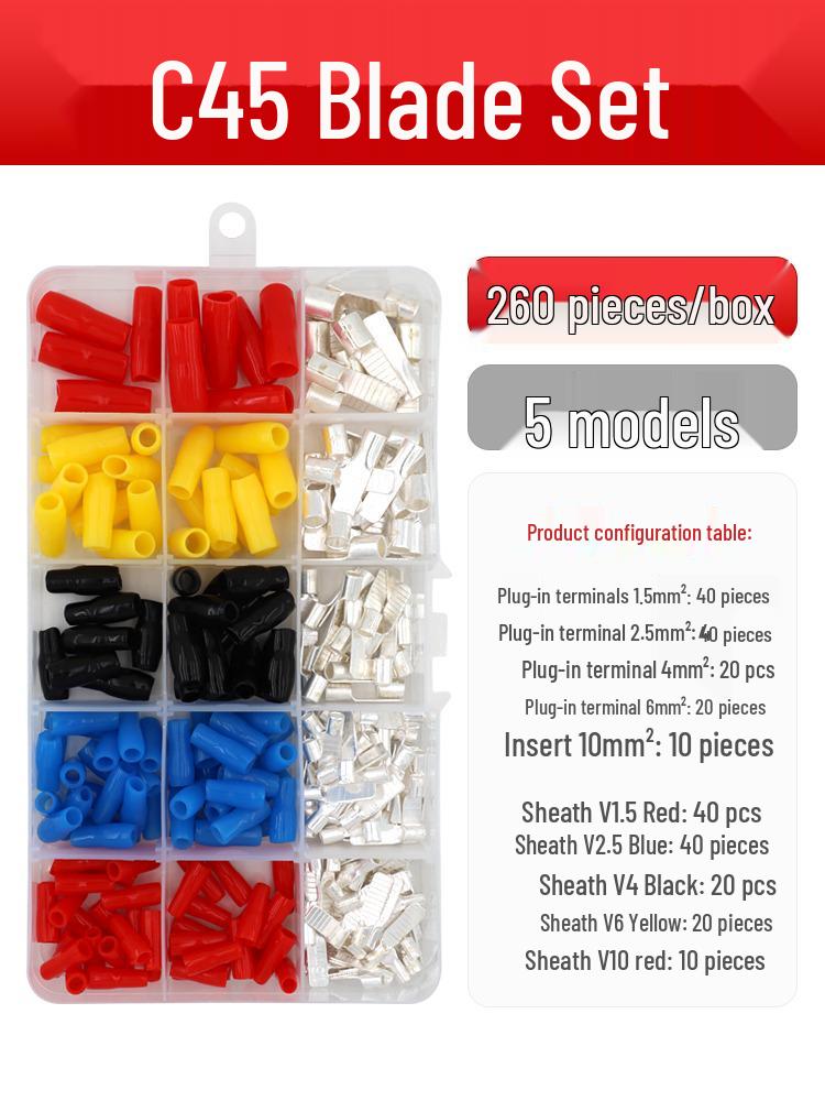 C45 Purple Copper Circuit Breaker Terminal Lug Insert - Cold Crimp Wire Connector Splicing Terminal.