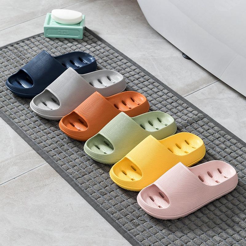 New Eva Summer Thick-bottomed Non-slip Bathroom Slippers Women's Home Leakage Household Bath Cool Slippers Men