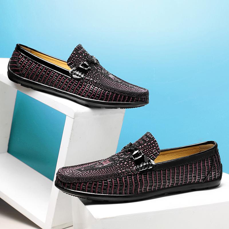 Herren Freizeitschuhe mit Krokodilmuster, Echtes Leder, Slipper, Flache Schuhe, Modische Trend-Loafer, Neue Luxusmarke, Herrenkleidungsschuhwerk