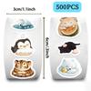 500 Pieces/roll Roll Stickers Tape Sleeping Animal Stickers Handbook Material Decorative Envelope Seal Stickers