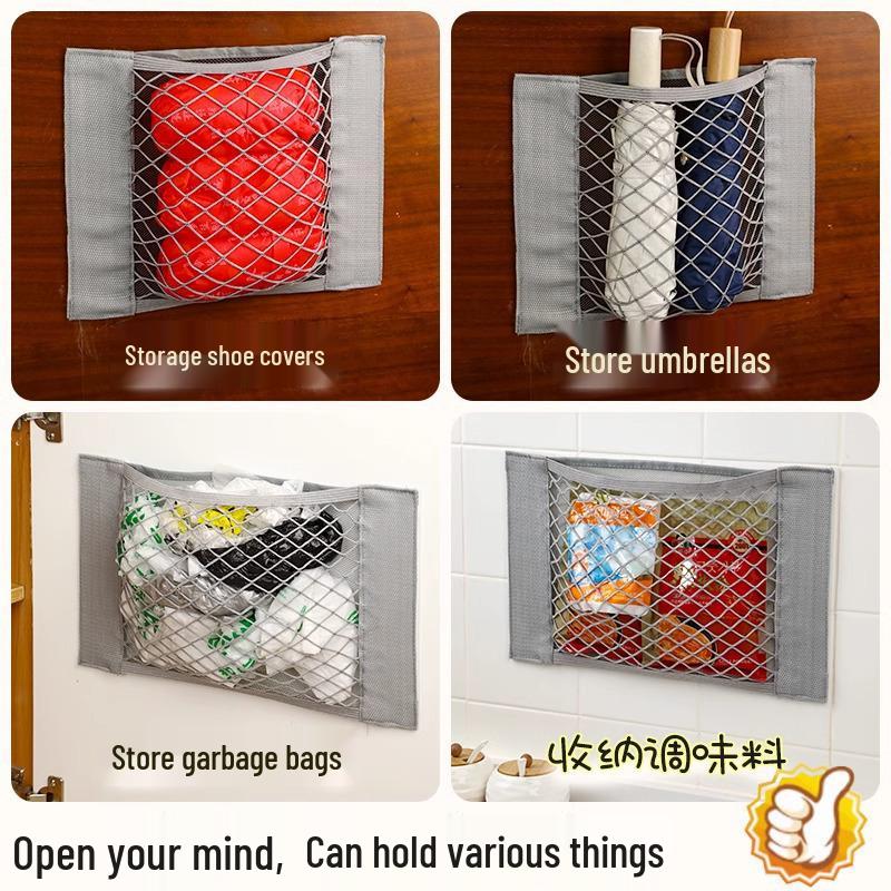 Large Capacity Velcro Hanging Mesh Bag for Kitchen or Cabinet Storage