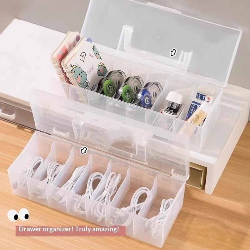 Data Cable Storage Box Transparent Lightweight Plastic Case for Travel Home Desk Charging Cable Storage