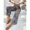 Summer New Fashion Versatile Printed Casual Wide Leg Pants for Women European American Style Ladies Bottoms