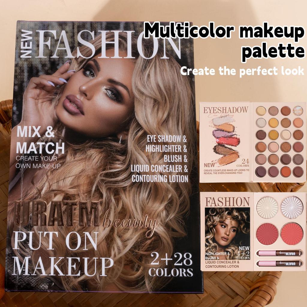 30-Color All-in-One Makeup Palette with Matte and Shimmer Eyeshadows, Blush, Highlighter, and Lip Gloss
