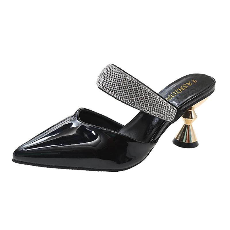 

Новый Дизайн Женские Тапочки Элегантный Острый Носок Необычный Стиль Высокий Каблук Женские Сандалии Летняя Уличная Обувь Sandalias De Mujer 39